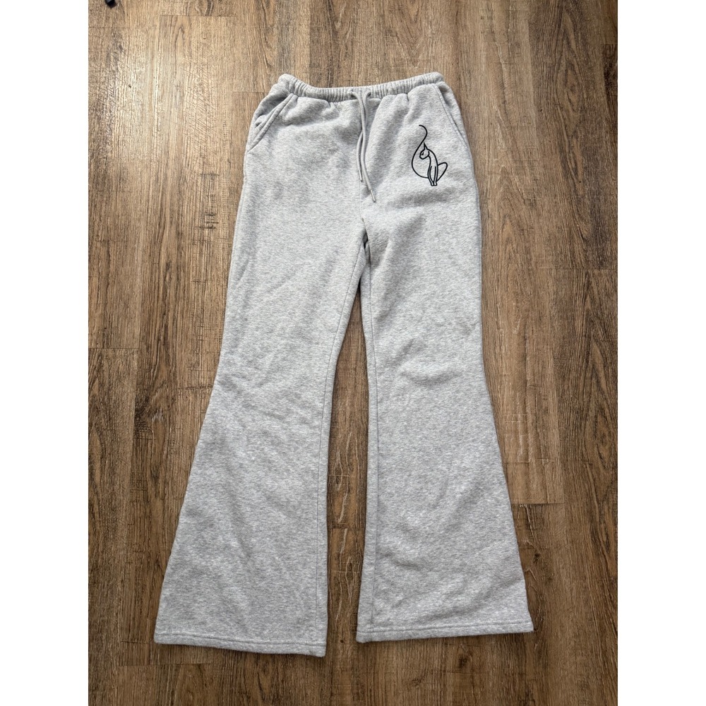 Baby Phat Gray Flare Sweatpants Wide Leg Cat Logo Y2K Lounge Pants Medium